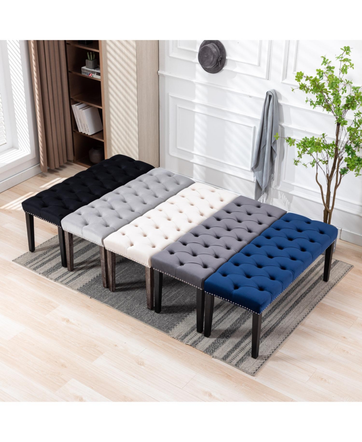Streamdale Furniture Streamdale Tufted Velvet Bench Ottoman