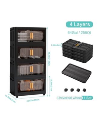 24" Wide Folding 5-Tier Storage Cabinet with Wheels