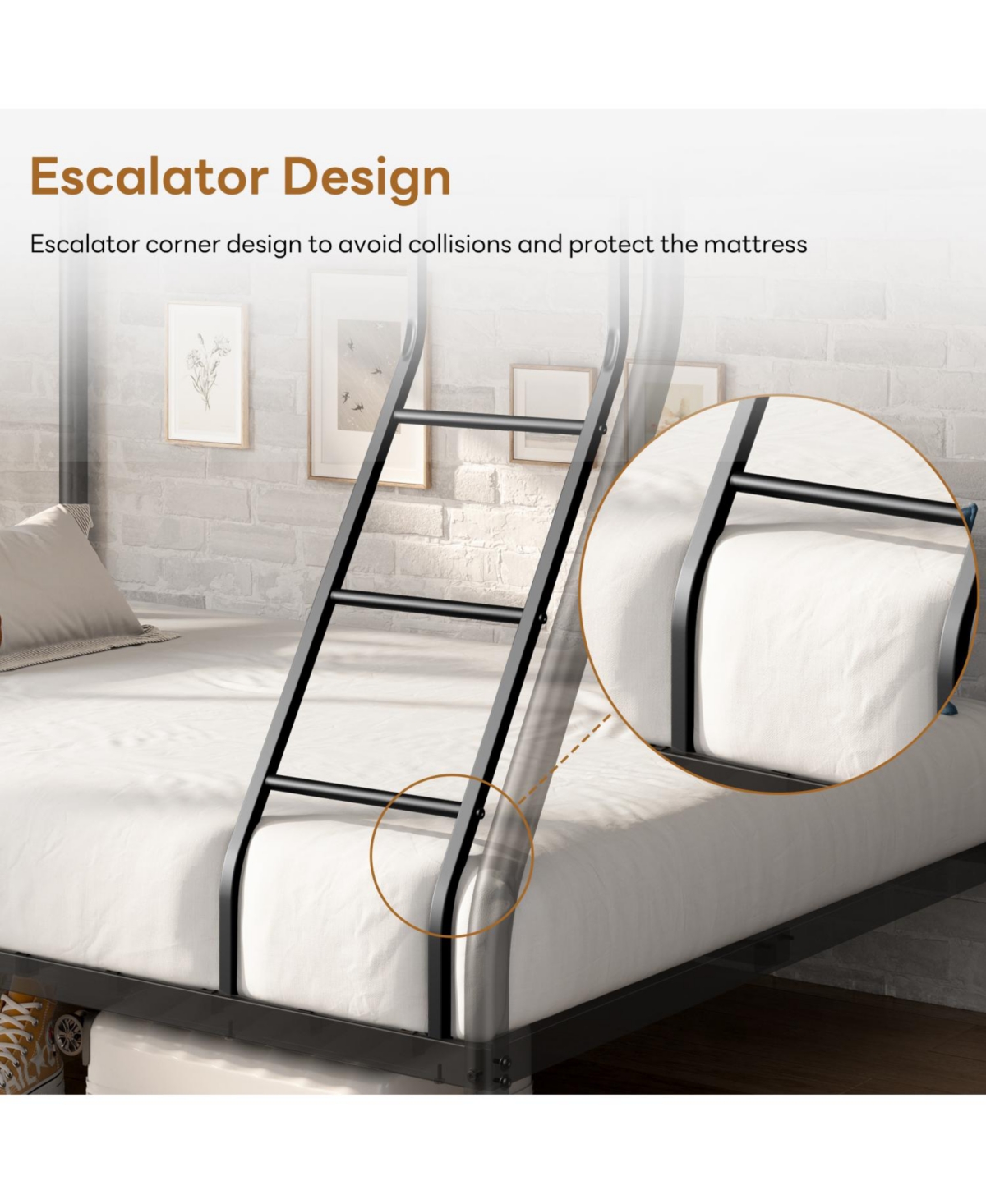 Streamdale Furniture Metal Bunk Bed, Twin Over Full Size Support for Adults Teens