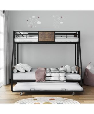 Twin Over Full Bunk Bed with Trundle & Ladders