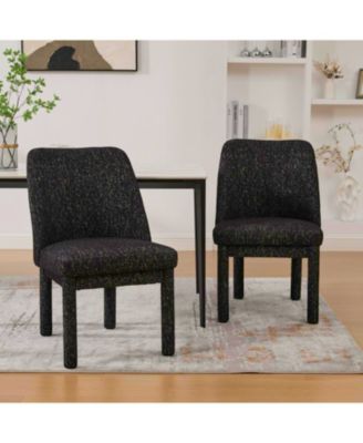 Modern Chenille Dining Chairs (Set of 2) - Black/Gray