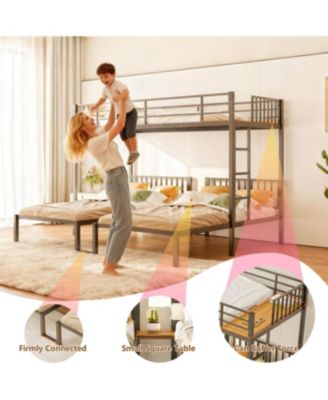 Triple Metal Bunk Bed for Kids - Black, Noise Reduced, Separates into 3 Twin Beds