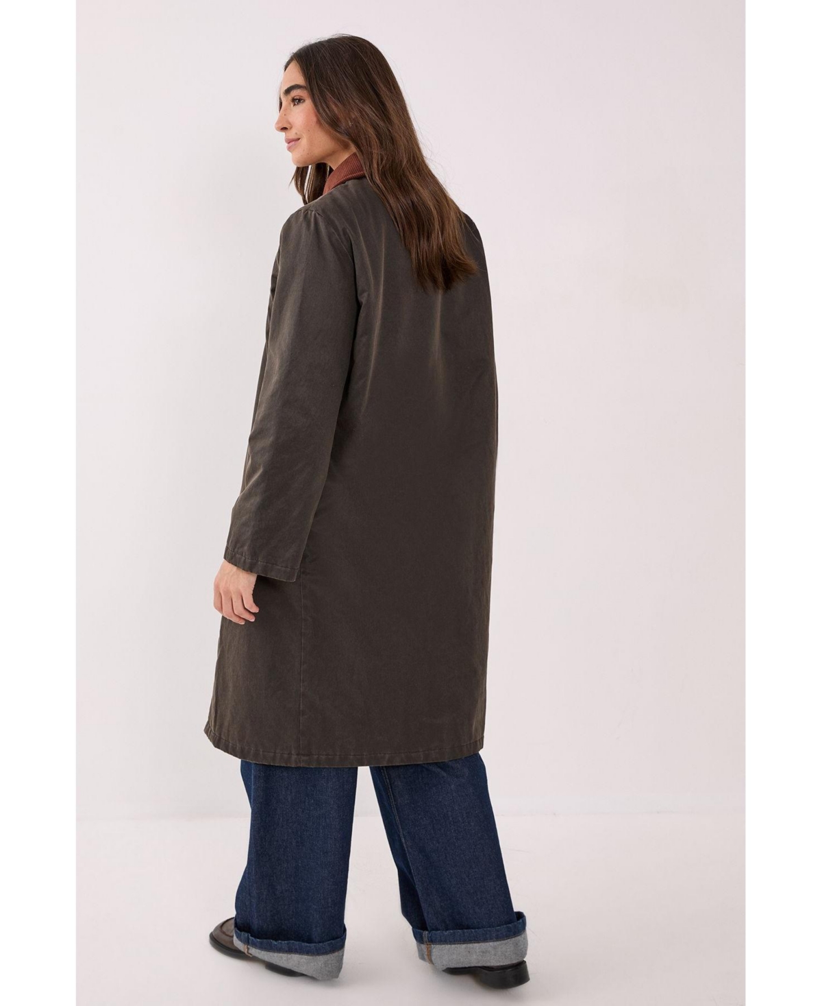 Nasty Gal Women's Longline Cord Collar Wax Effect Coat