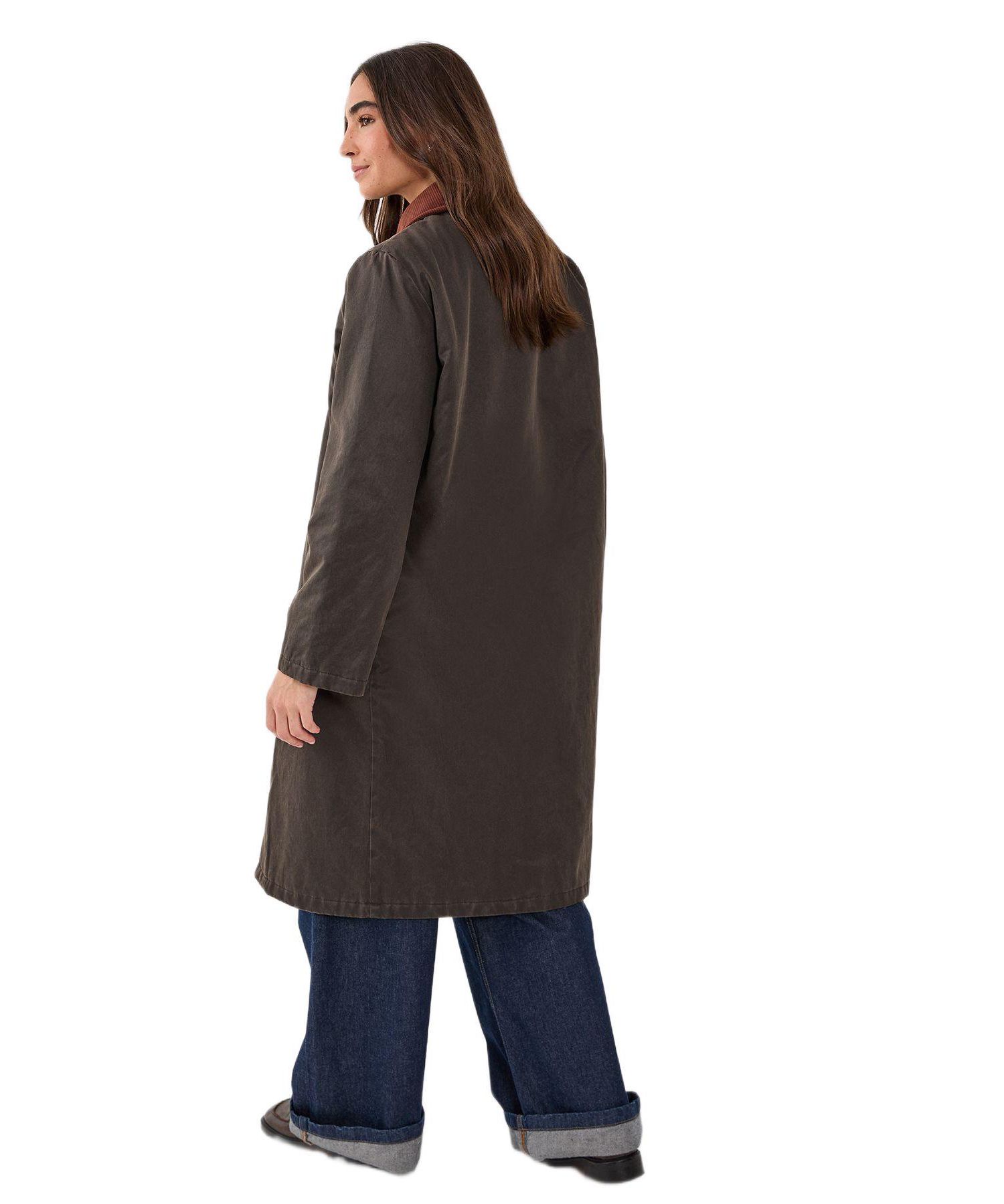 Women's Longline Cord Collar Wax Effect Coat