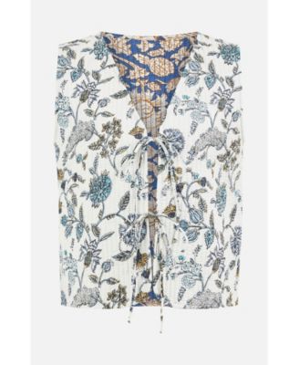 Women's Floral Reversible Quilted Vest Jacket