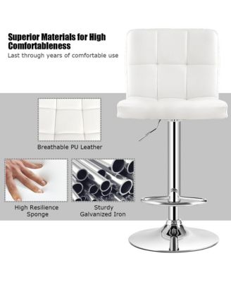 Adjustable Armless Bar Stool Full Back Swivel Kitchen Counter Bar Chair PU Leather