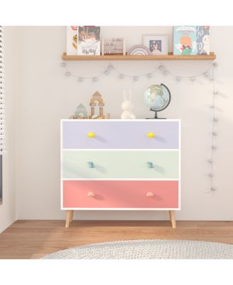 Kids 3 Drawer Dresser, Nightstand - Colorful