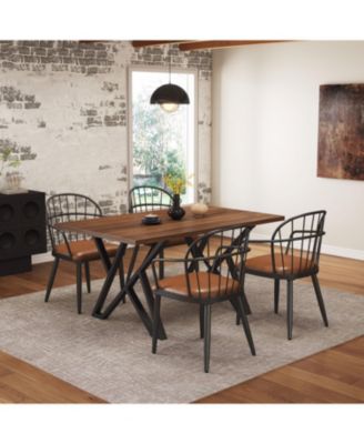 Indoor Dining Table With Metal Legs,Walnut