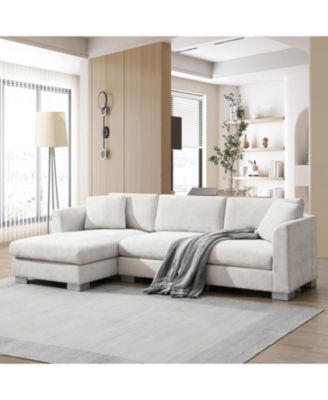 Modern Cloud Sectional Sofa, 4-Seat L-Shaped Couch with Pillows
