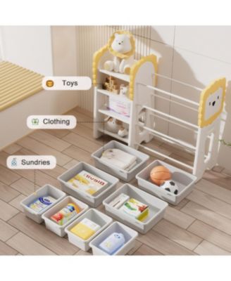 Kids Bookshelf & Toy Storage Organizer - 4-Tier with 8 Bins