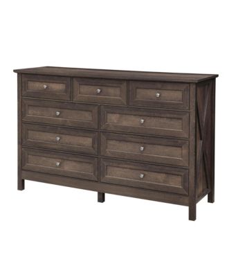  Rustic Wood 9-Drawer Dresser - Brown