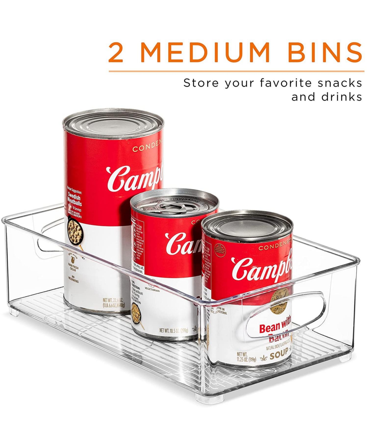 Sorbus 10-Piece Clear Open Bin Containers Set - Organize fridge & pantry essentials! Stackable, portable, clear view for easy access