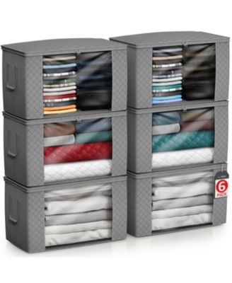 Foldable Storage Bag Organizers, Large Clear Window & Carry Handles, Great for Clothes, Blankets, Closets, Bedrooms, and more