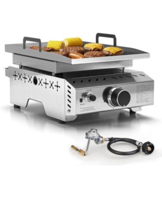 Portable Propane Griddle, 8000BTU Tabletop Portable Propane Gas Grill with One Burner, Stainless Steel Flat Top Grill, Outdoor Cooking