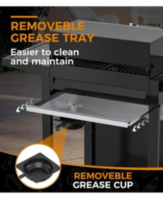 2-Burner Propane Gas BBQ Grill, 20,000 BTU Stainless Steel Grill with Side Shelves and Wheels, Portable Outdoor Grill