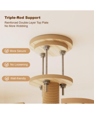 Adjustable 98-110 Inch Cat Tree with Scratching Post, Wood Condo, & Hammock