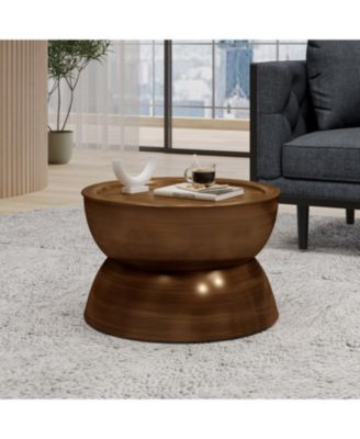Modern Iron Hourglass Coffee Table - Antique Brown