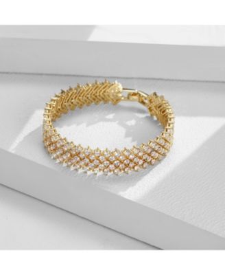 Elegant Sterling Silver 4-Row Cubic Zirconia Tennis Bracelet