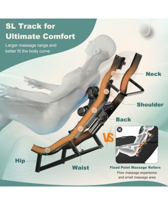 Massage Chair Full Body SL Track Zero Gravity with  Pillow Reversible Footrest Heat