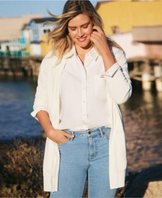 Women's Cotton Open Long Sleeve Cardigan Sweater