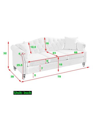 Grey Velvet Chesterfield Sofa with Tufted Couch