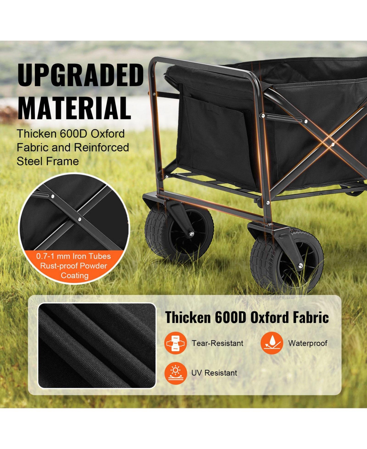 Sugfit All-Terrain Folding Wagon with 5-inch Wheels & Compact Storage