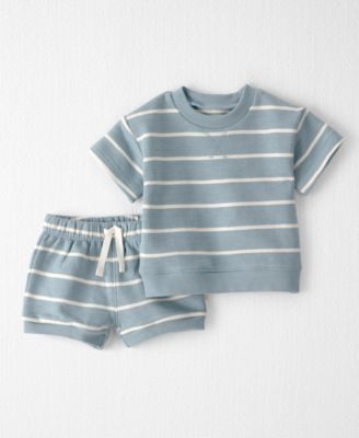 Baby Boys' Striped Round Neck Top and Shorts, 2-Piece Set