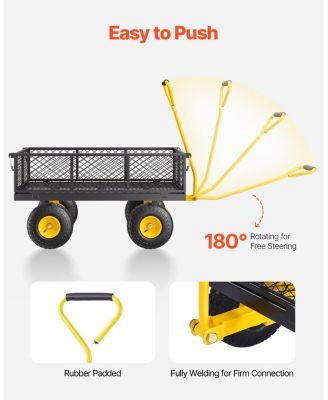 SUGFIT 900 lbs Steel Garden Cart with Convertible Mesh Sides