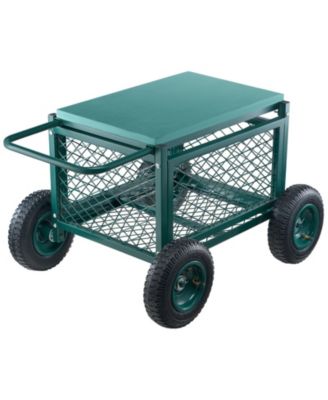 SUGFIT Heavy-Duty Metal Rolling Garden Cart with 400 lb Capacity & Large Wheels