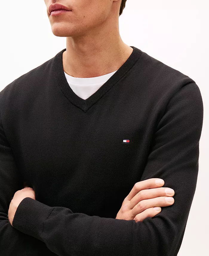 Men's Essential Solid V-Neck Sweater - thumbnail 3