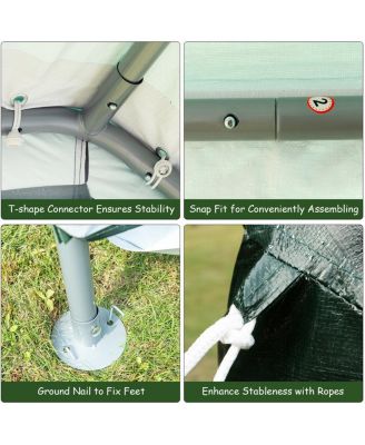 Outdoor Carport Shed with Sidewalls and Waterproof Ripstop Cover-6 x 8 ft