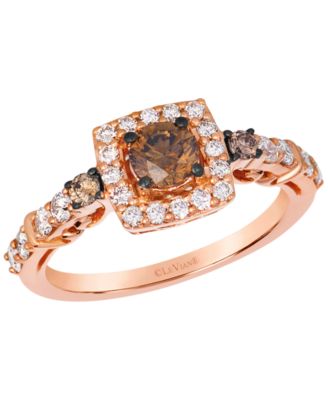 Chocolate Diamond (0.53 ct. t.w.) & Nude Diamond (0.45 ct. t.w.) Ring in 14k Strawberry Gold