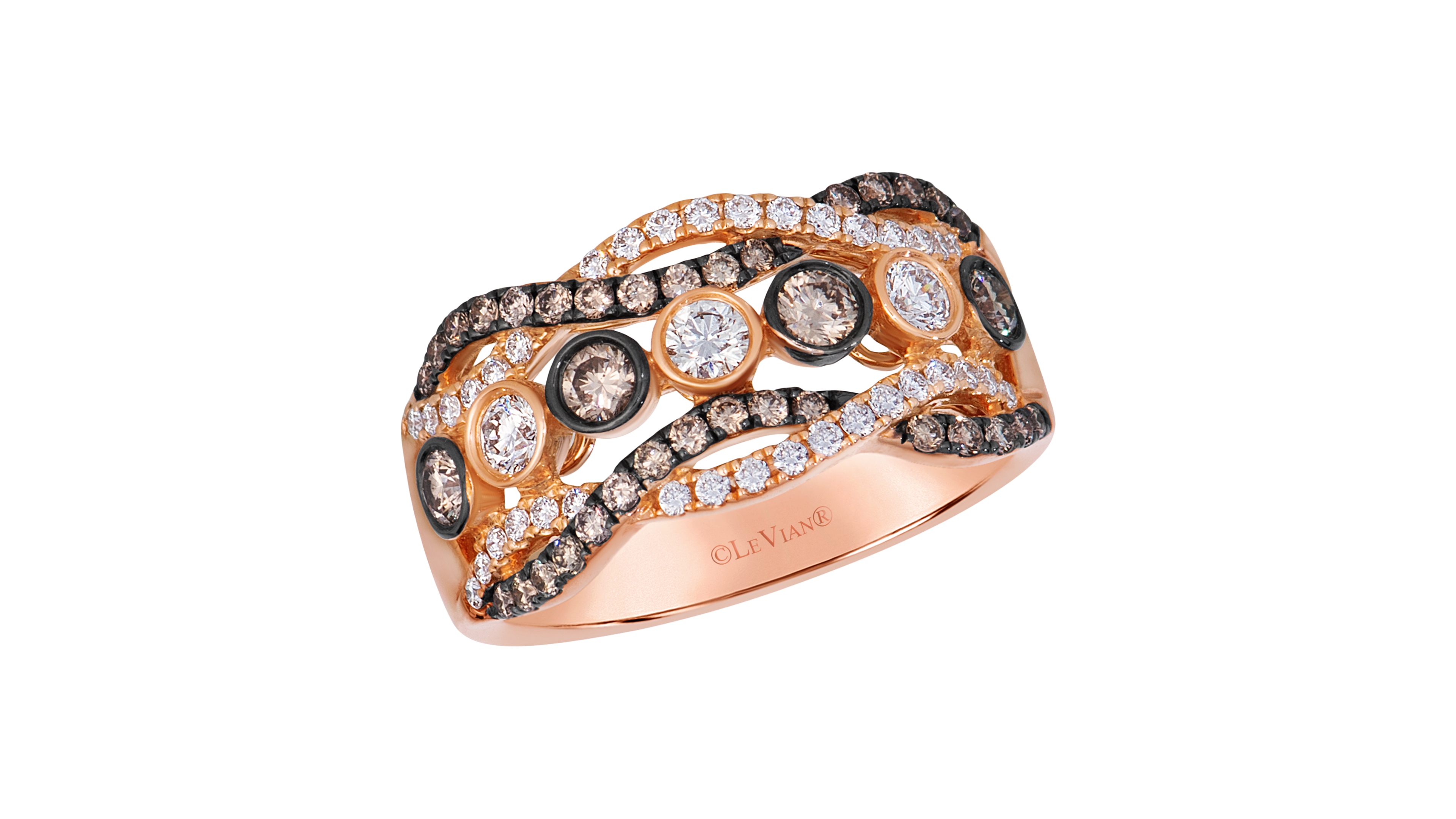Le Vian Chocolate Diamond (0.55 ct. t.w.) & Vanilla Diamond (0.43 ct. t.w.) Ring in 14k Strawberry Gold