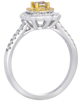 Fancy Light Yellow Diamond (0.37 ct. t.w.) & Vanilla Diamond (0.29 ct. t.w.) Couture Ring in Platinum