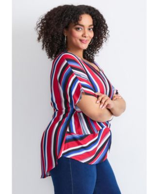 Women's Knot Front Dolman Sleeve Blouse