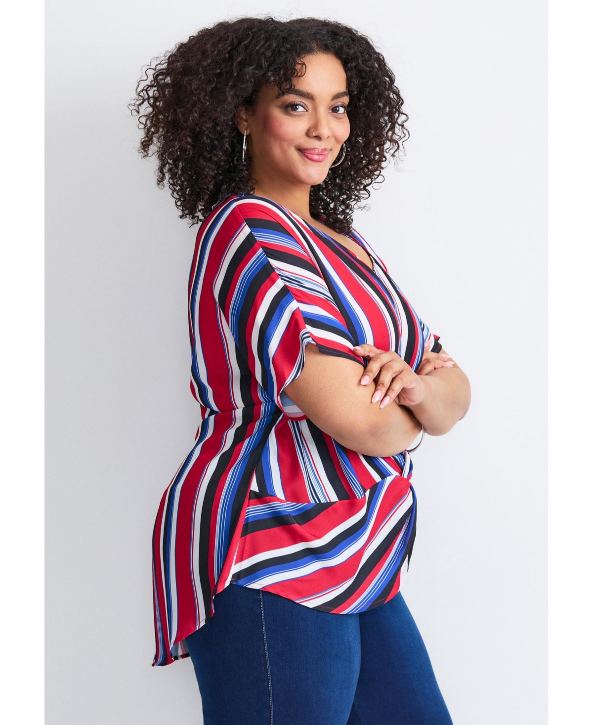 Avenue Women's Knot Front Dolman Sleeve Blouse