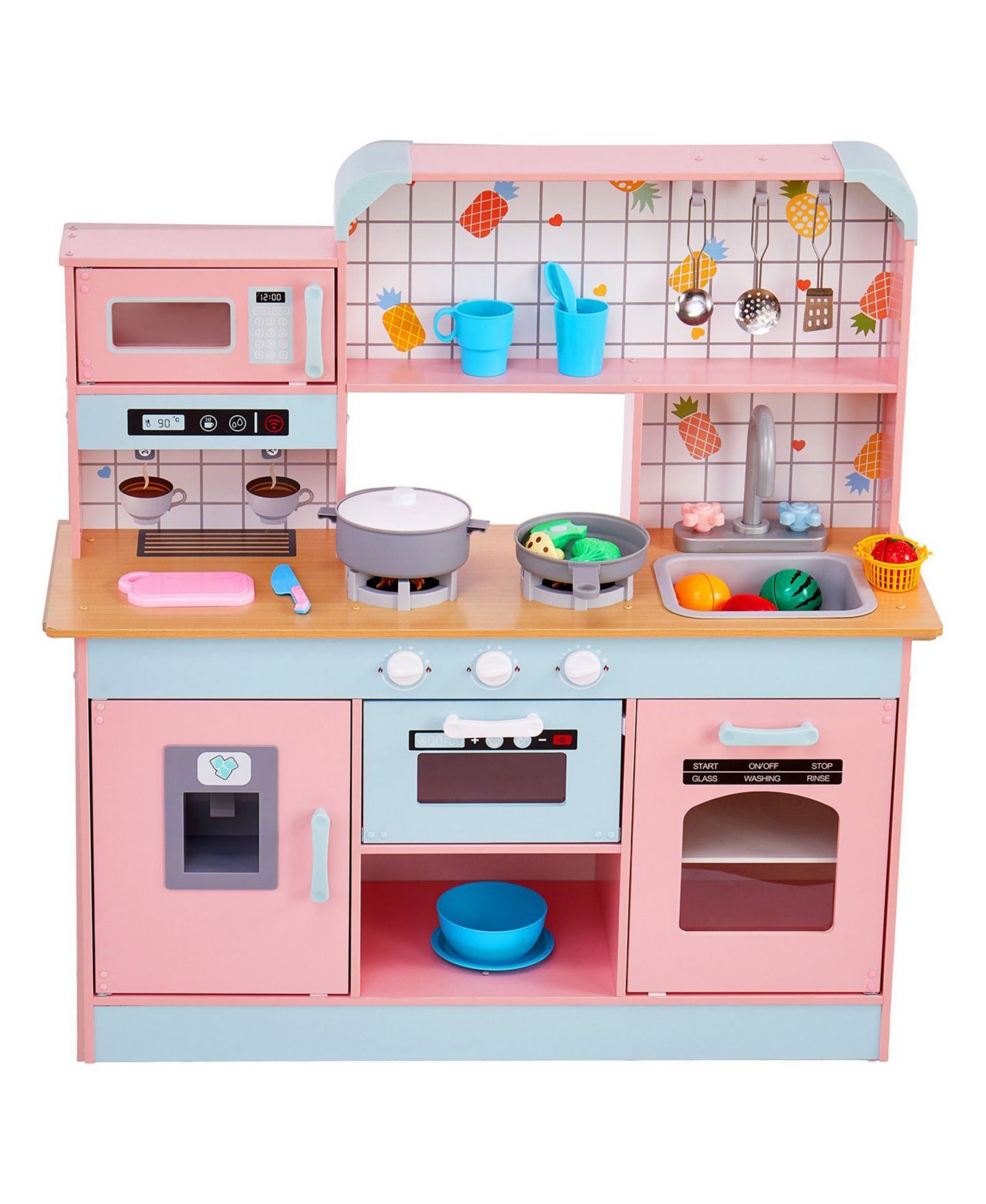 Детские игрушки SUGIFT Electronic Sounds & LED Lights 24-Piece Play Kitchen Set, Ages 3+, цвет: Розовый — фото 7
