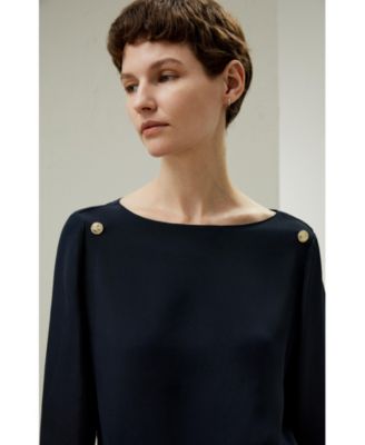 Women's Dubrovnik 3/4 Sleeved Silk Top With Button Accents