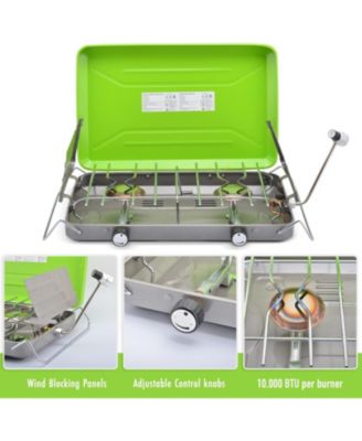 VT-101 2-Burner Portable Camping Stove Grill, Great for Outdoor Cooking, Backpacking, Compatible with 1LB Propane Gas Bottle