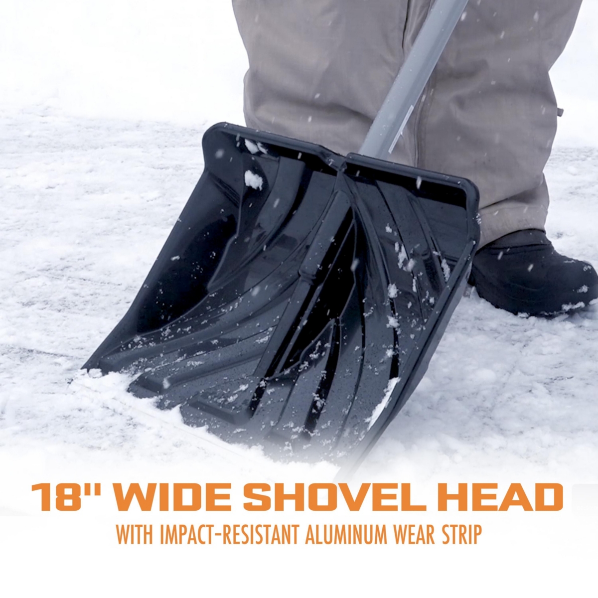 ErgieShovel 18” Snow Shovel, 34.5” Shaft, Push Scoop Combination, Erg-SNSH18
