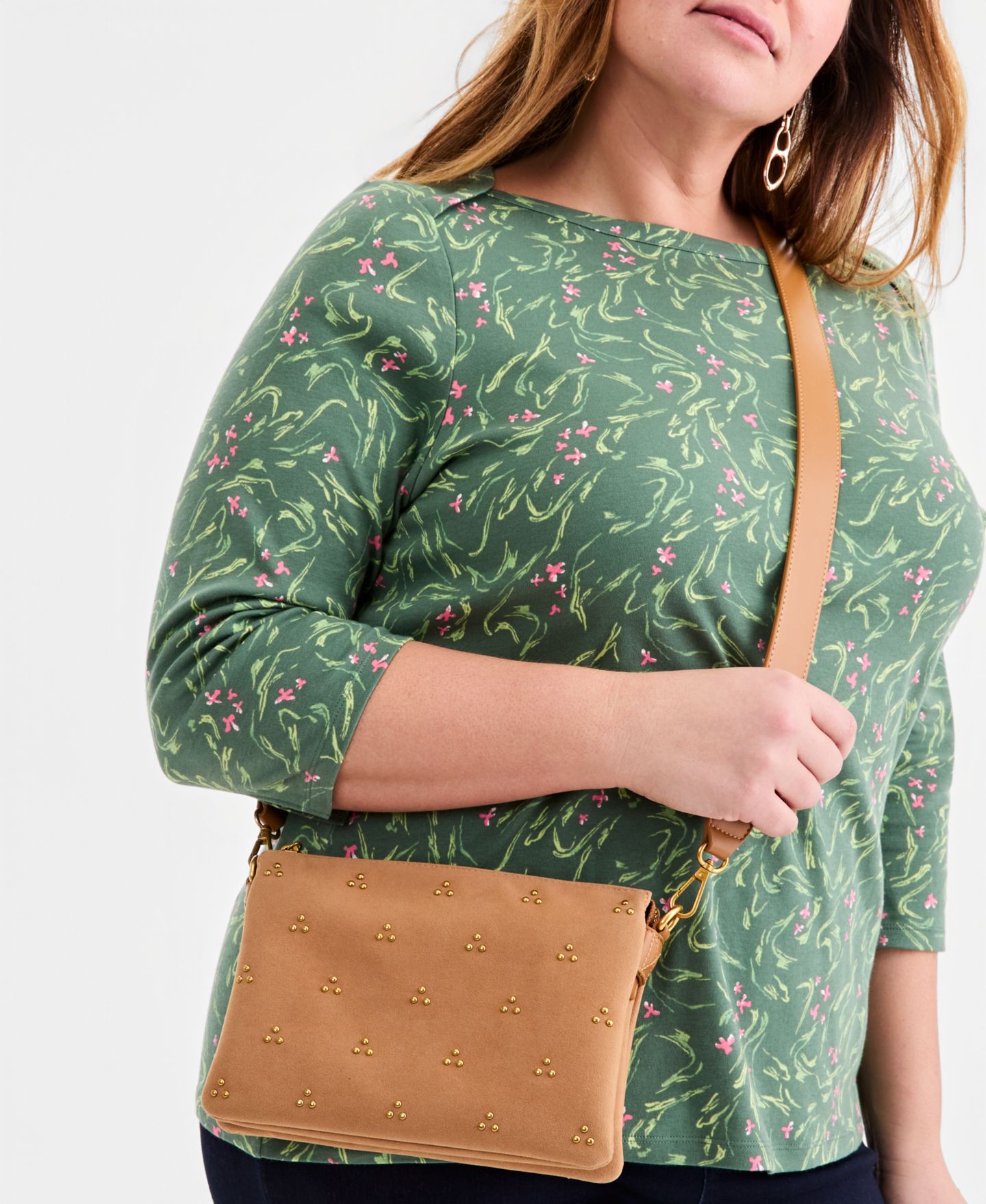 Женская сумка Style & Co Stud Double Compartment Crossbody, цвет: Rusted Sun — фото 7