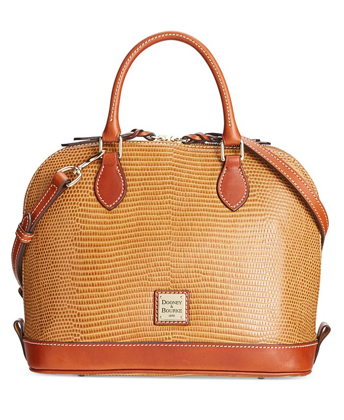 Dooney and bourke lizard top embossed zip zip satchel