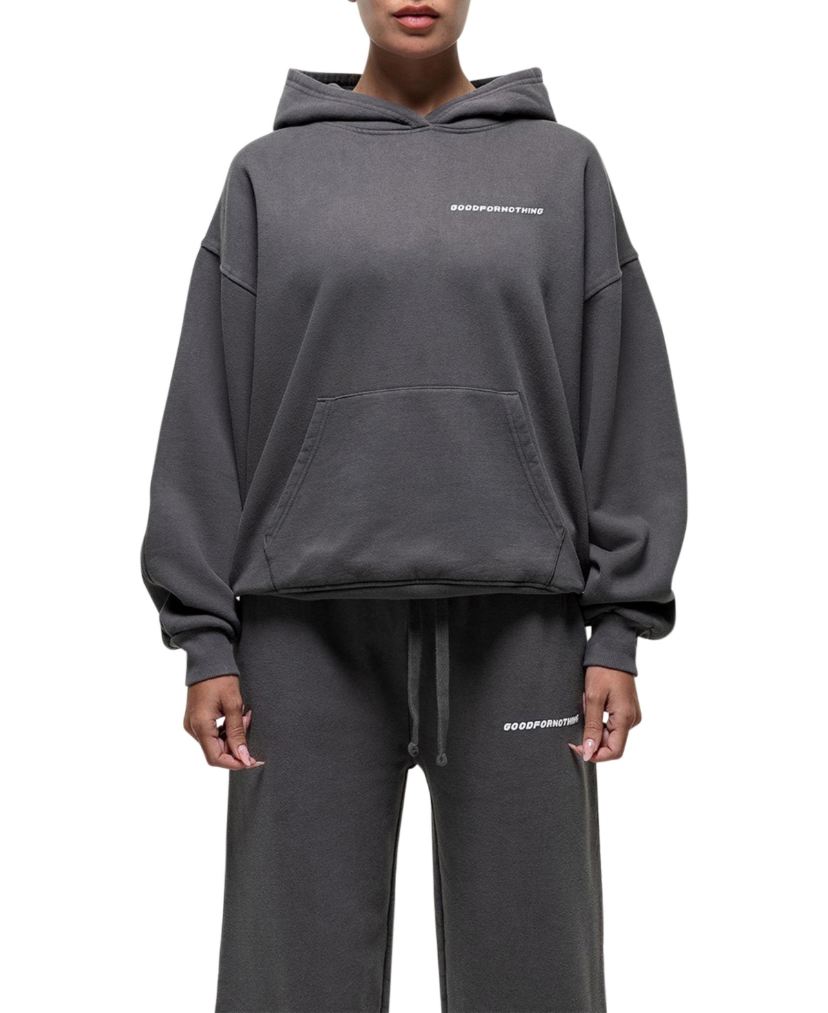 Good For Nothing Women's Vintage Grey Relaxed Hoodie - Grey