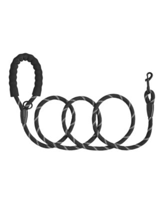 Heavy-Duty Reflective Rope Dog Leash, 6', Black