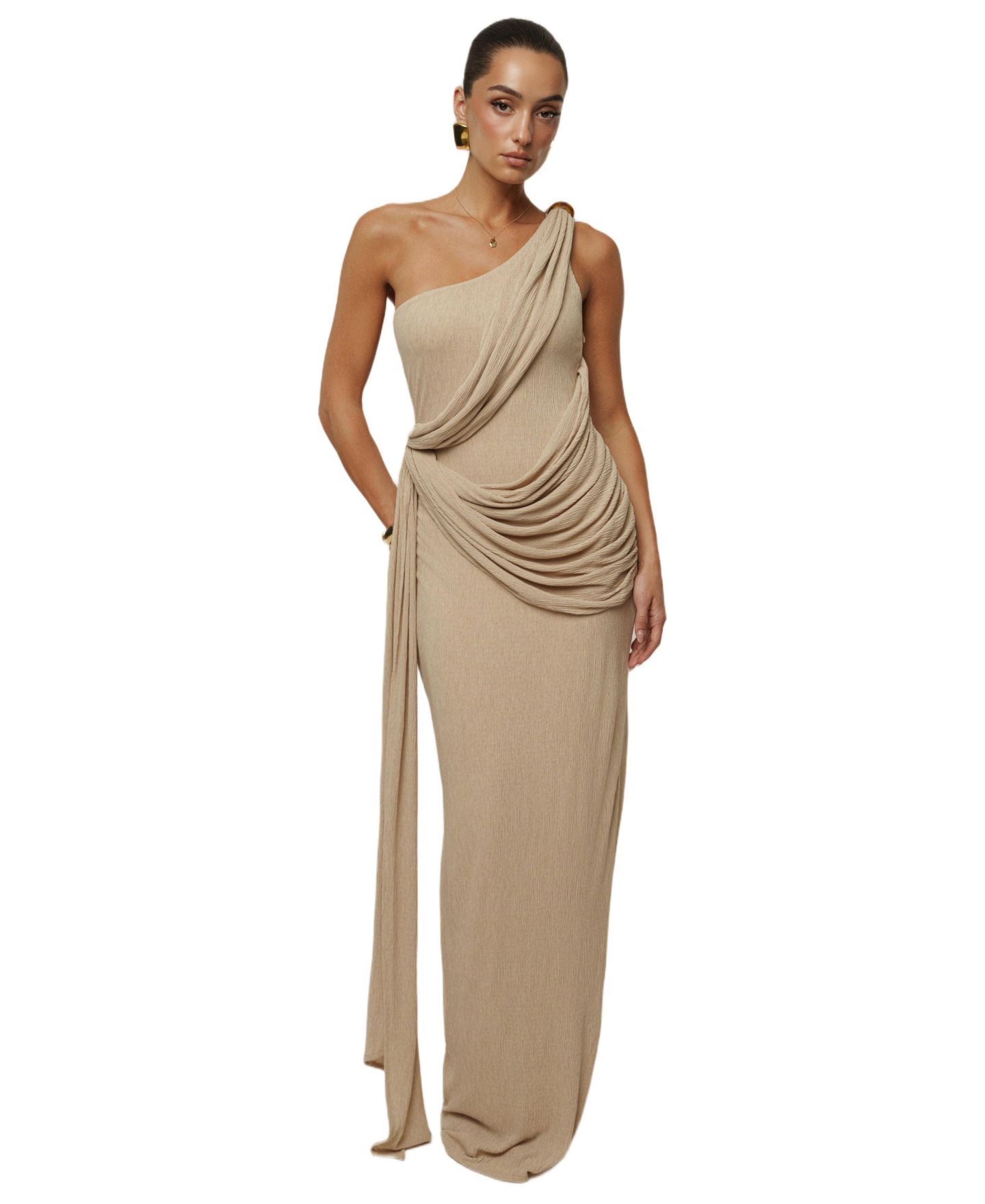 Женское платье JLUXLABEL Rich Mocha Wrap, цвет: Бежевый — фото 3