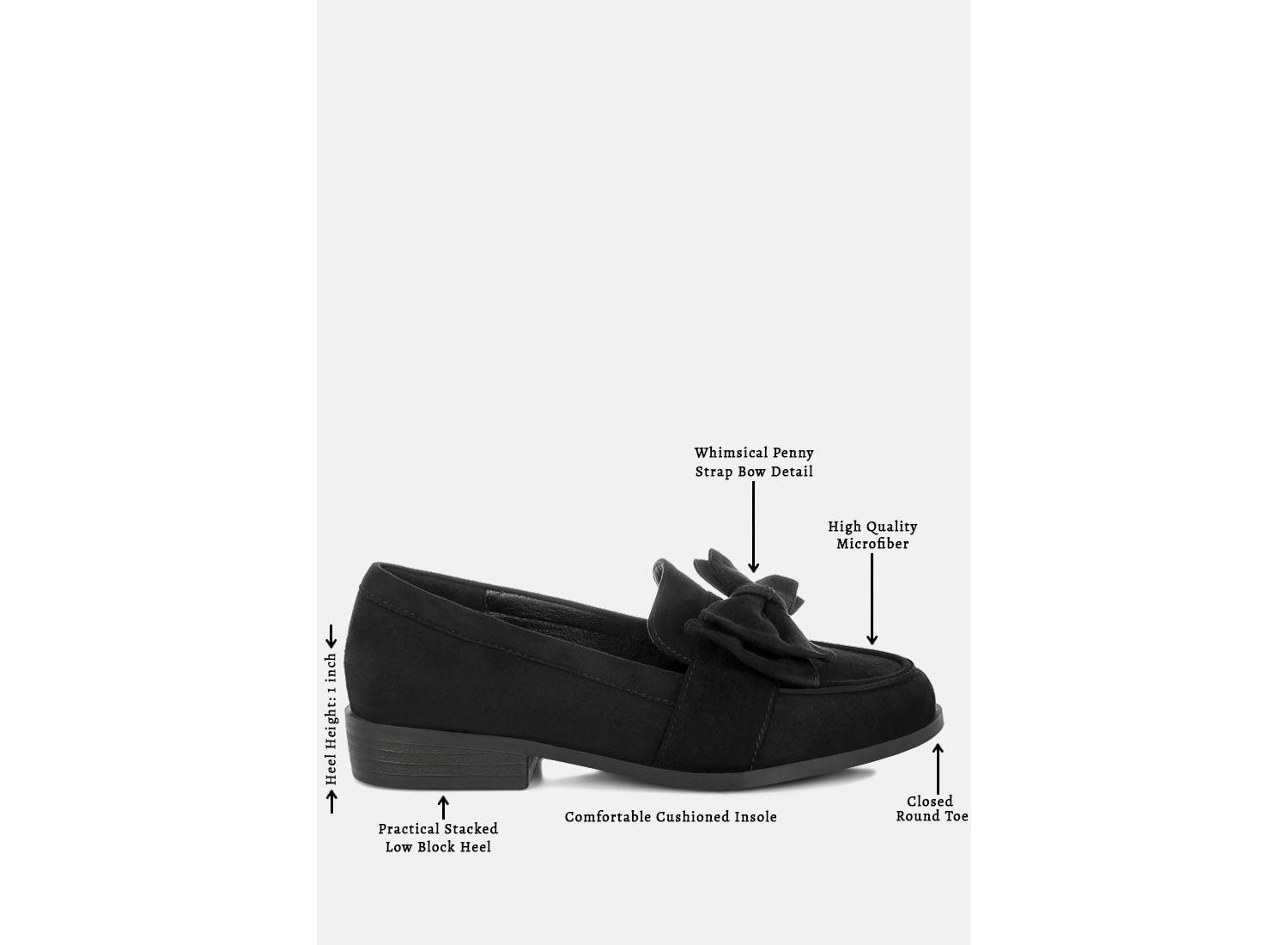 Womens Havisham Bow Accent Heeled Loafers