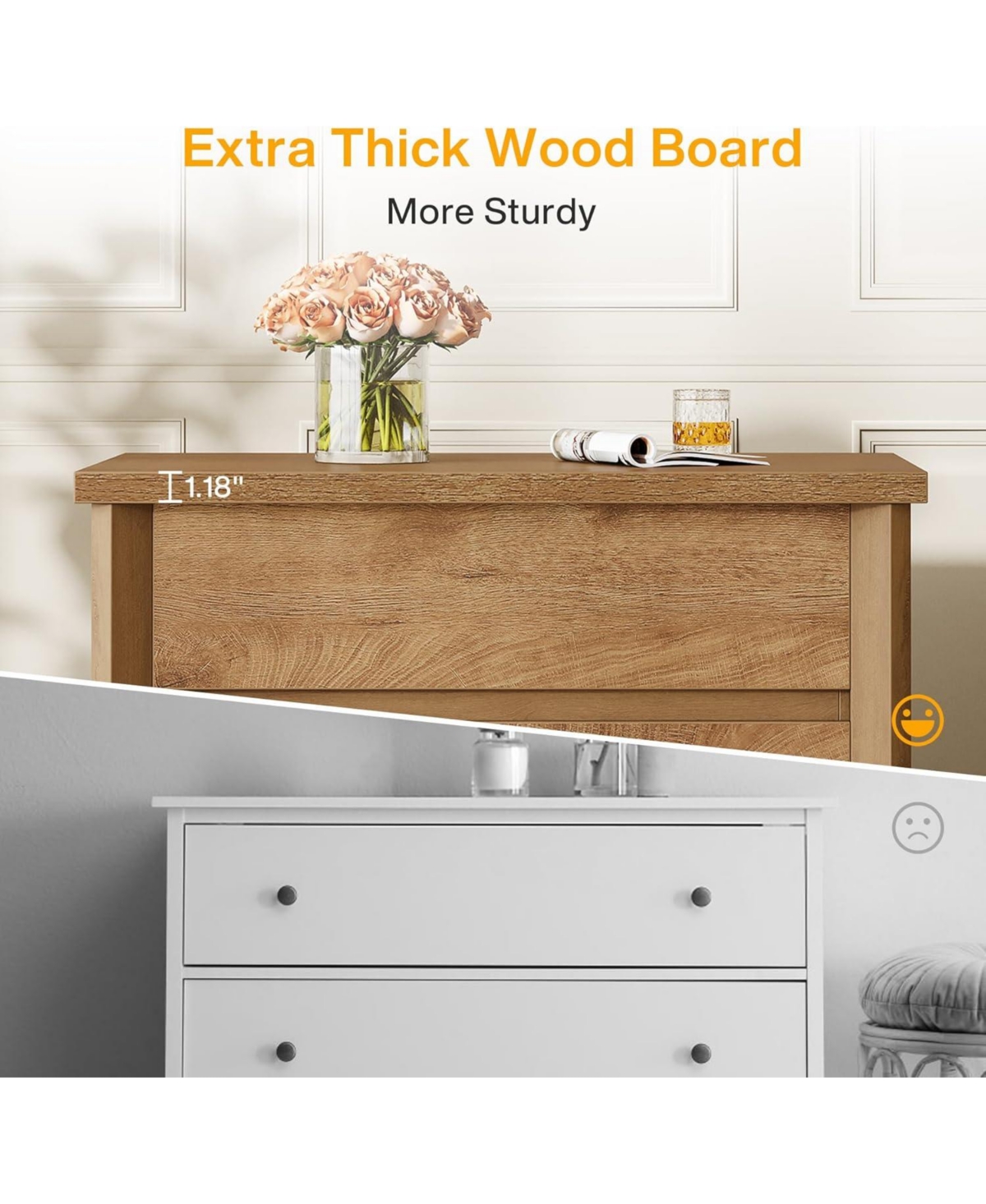 Tribesigns Nightstand with 3 Drawers, Easy Assembly