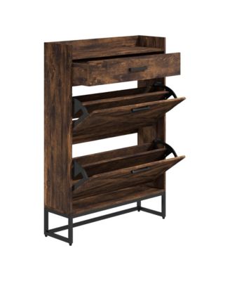 Hallway Shoe Bench with Drawer and Shelves