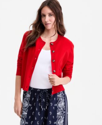 Women's Cropped Crewneck Cardigan
