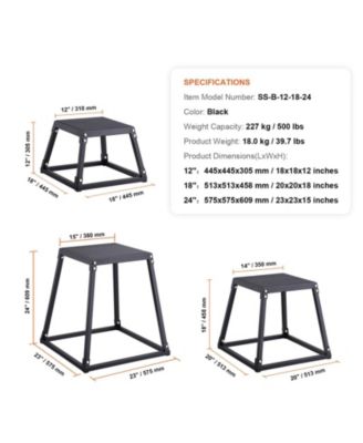 Plyo Jump Box Set 12/18/24" Agility Training Box Black